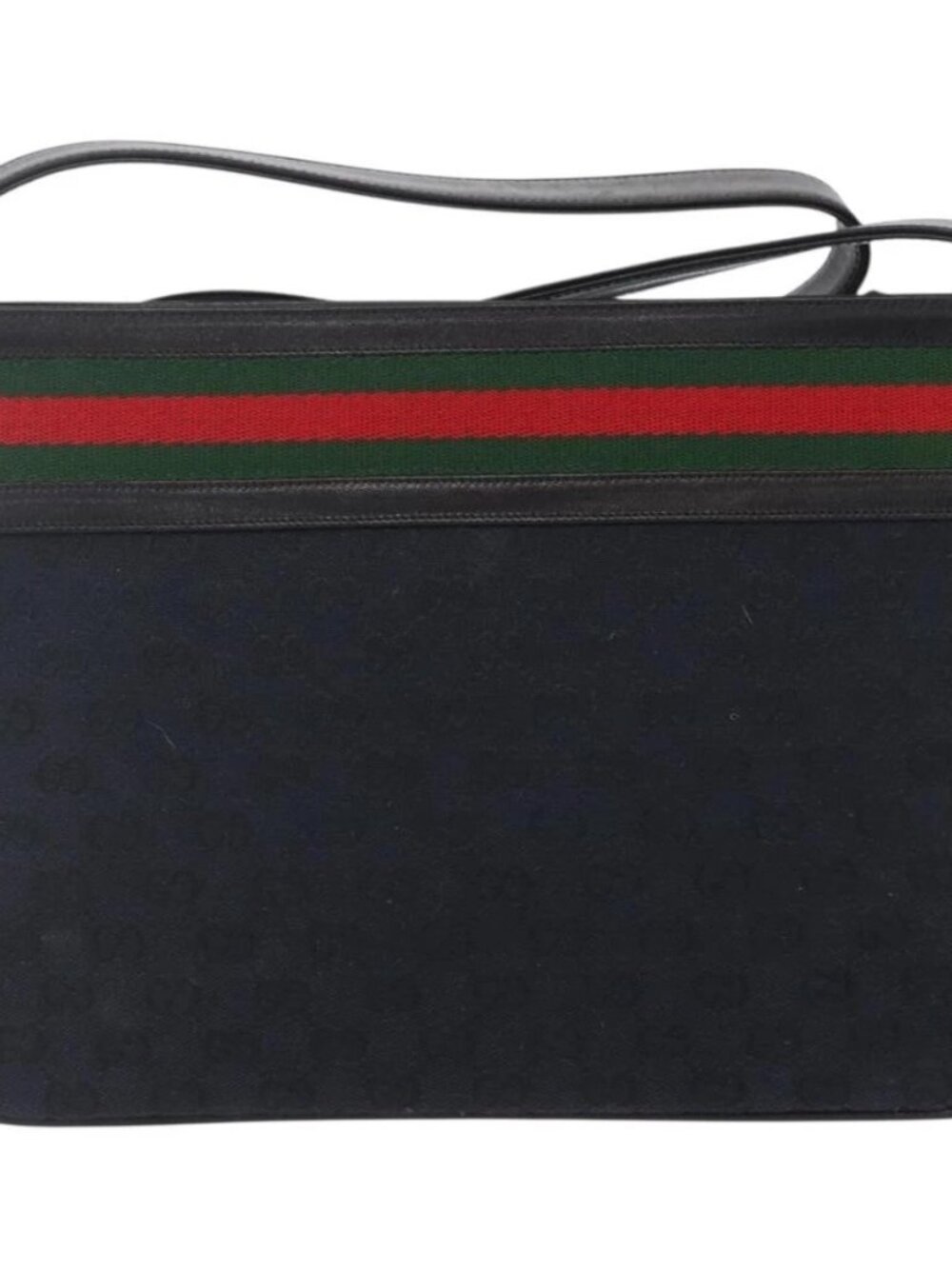 GUCCI GG Canvas Web Sherry Line Shoulder Bag Black Red Green Auth 162953 - Picture 3 of 16